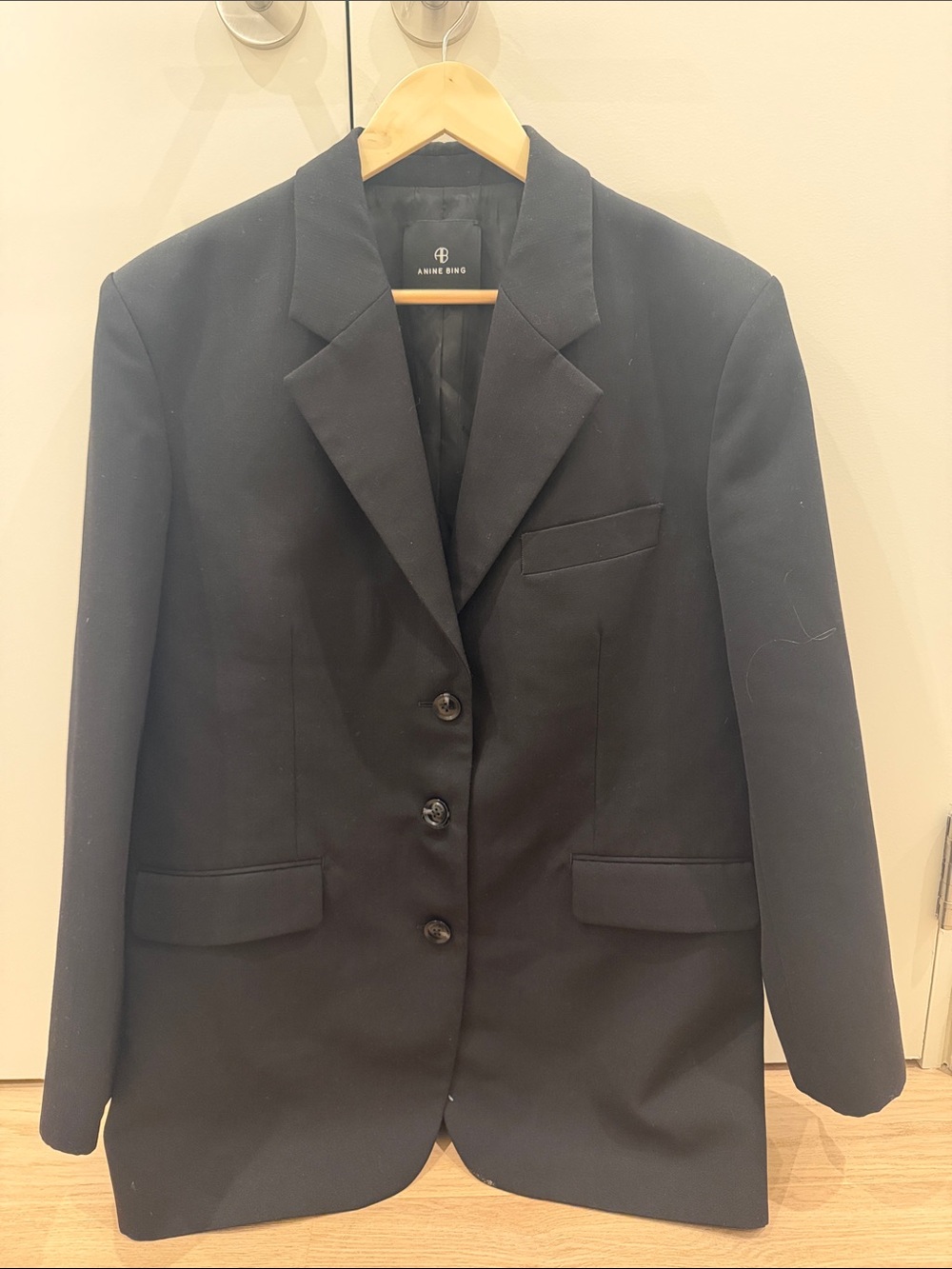 Anine Bing Black Tailored Single-Breasted Blazer